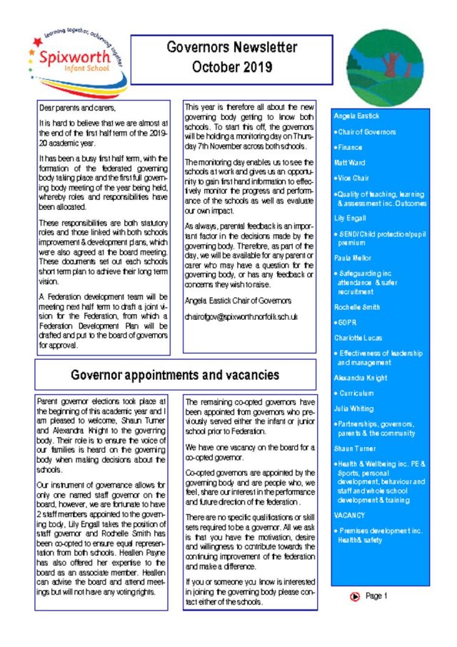 thumbnail of Governor Newsletter October 19